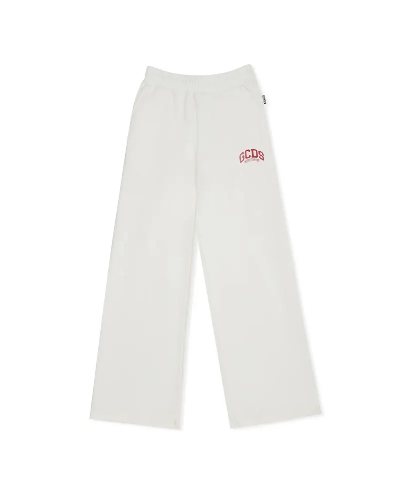 PANTALONE BIANCO CON LOGO BORDEAUX GCDS