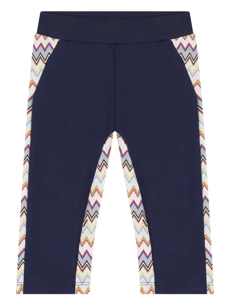 PANTALONE BLU CON FANTASIA A ZIG ZAG MULTICOLORE MISSONI
