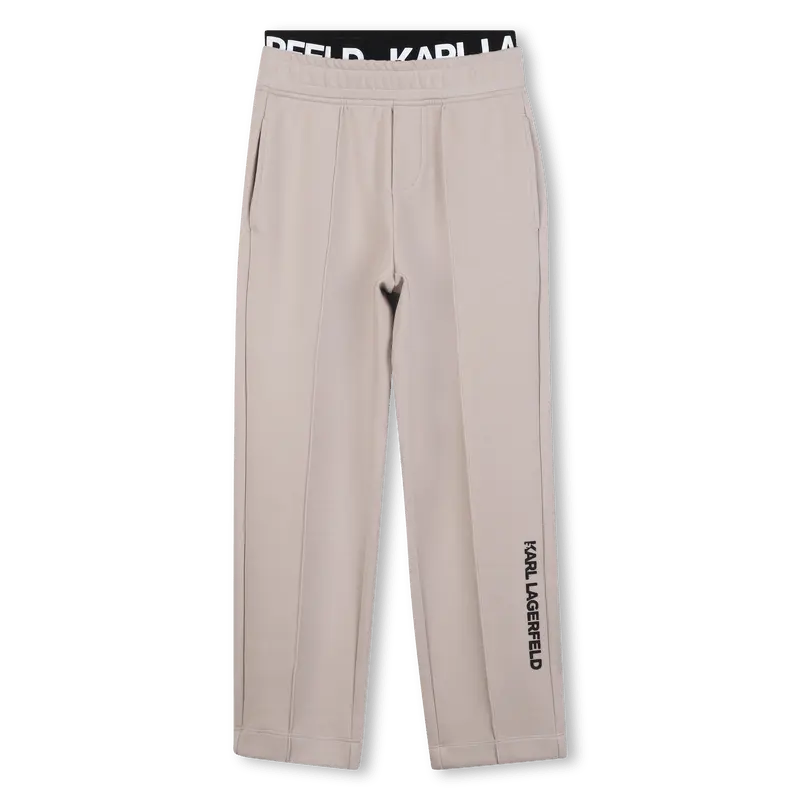 PANTALONE CON ELASTICO IN VITA NERO LOGATO BIANCO KARL LAGERFELD
