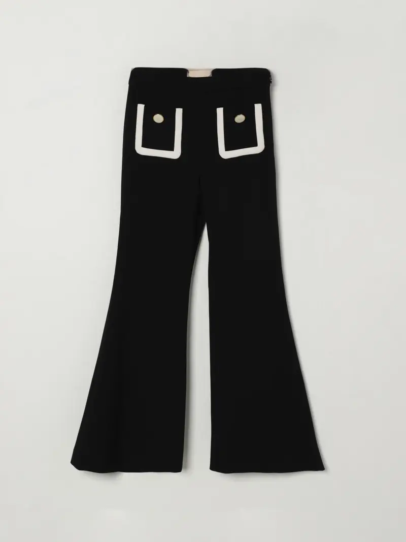 PANTALONE CON TASCHE FINTE NERO/MILK ELISABETTA FRANCHI