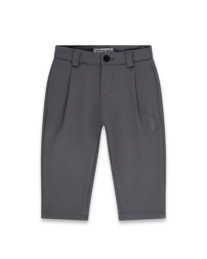 PANTALONE GRIGIO CON LOGO RICAMATO ICEBERG