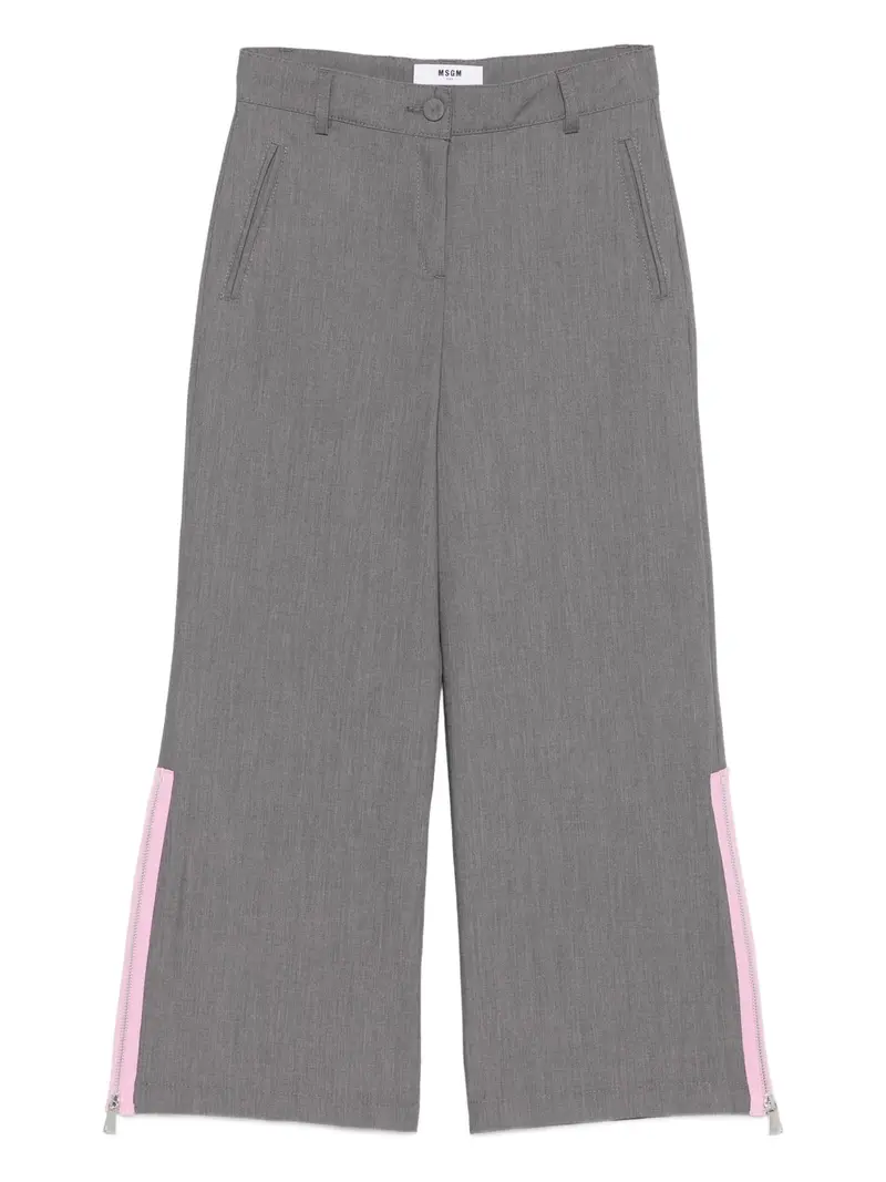 PANTALONE GRIGIO CON ZIP LATERALE ROSA MSGM