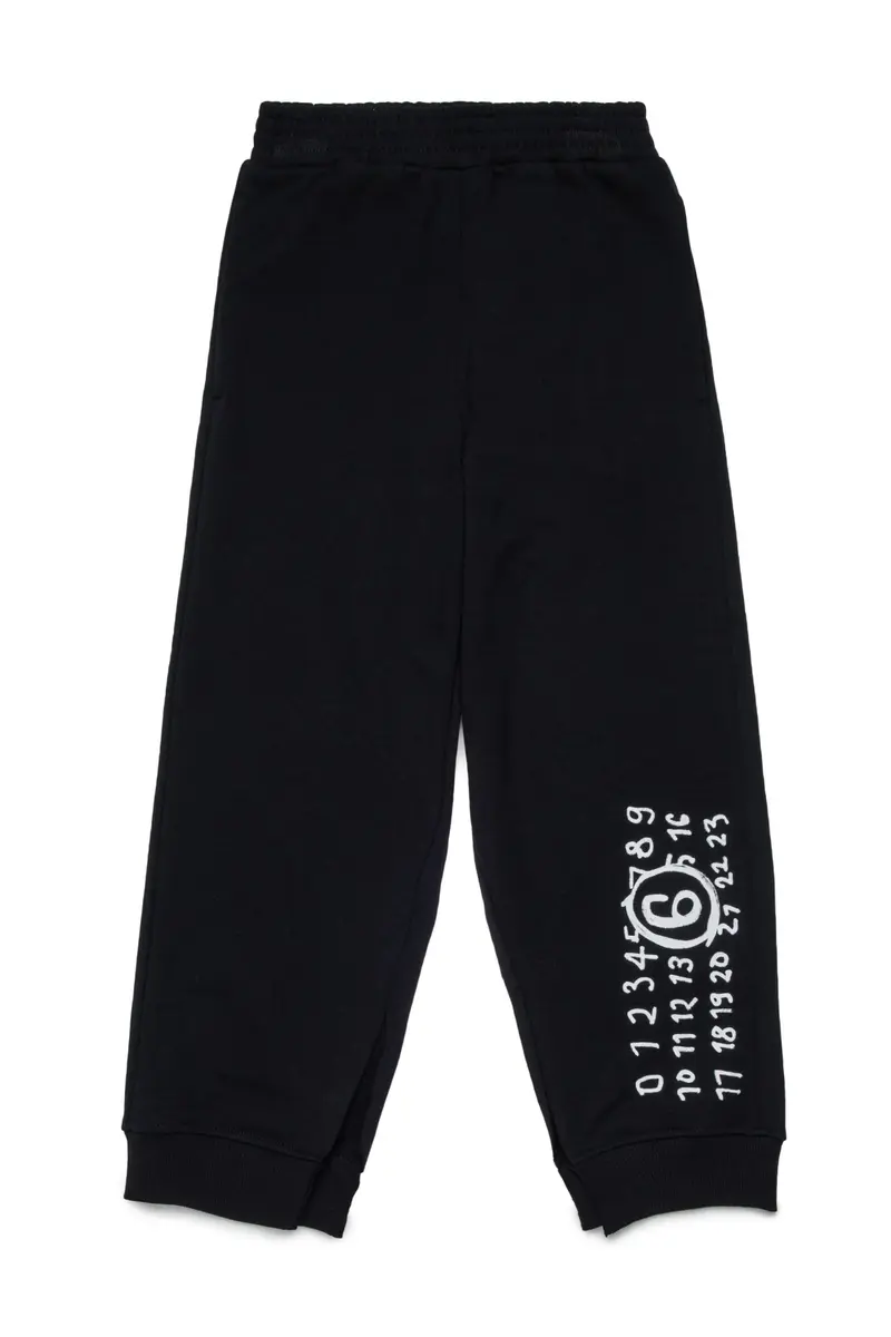 PANTALONE JOGGER NERO CON LOGO BIANCO MAISON MARGIELA