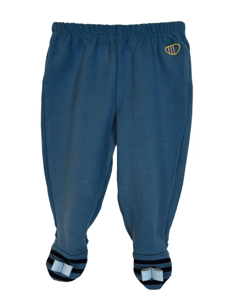 Pantalone lungo con piedini in cotone biologico felpato – Color Blu