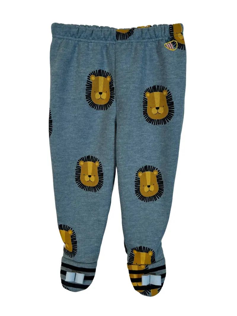 Pantalone lungo con piedini in cotone biologico felpato – Fantasia Leoni