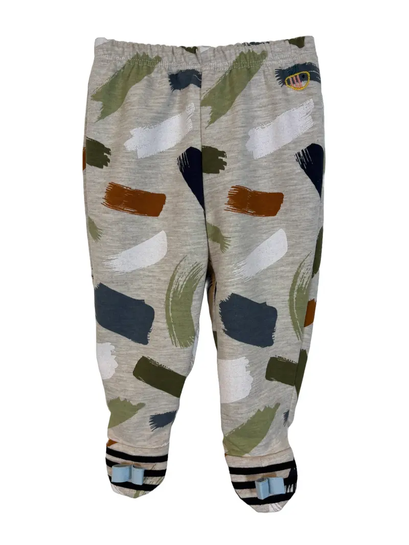 Pantalone lungo con piedini in cotone biologico felpato – Fantasia Pennellate