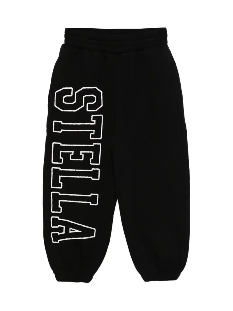 PANTALONE NERO CON LOGO BIANCO STELLA MCCARTNEY