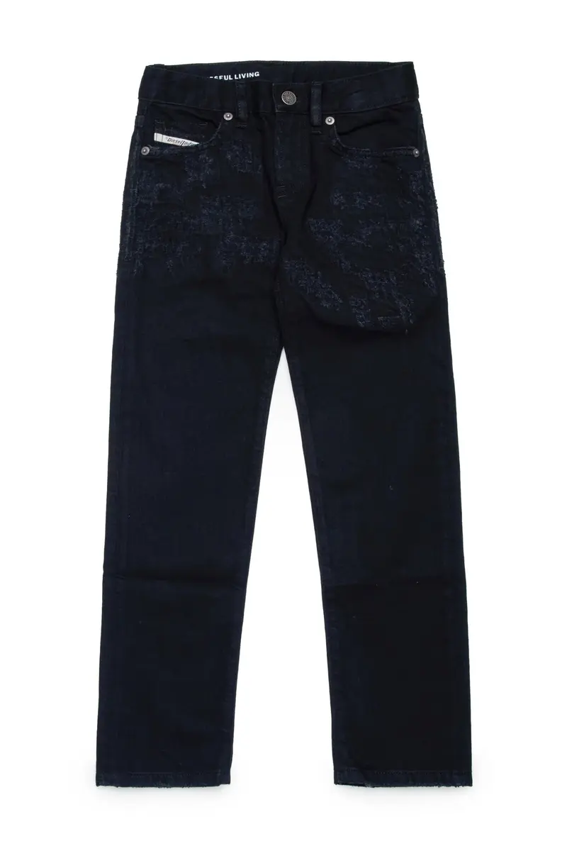 PANTALONE NERO CON LOGO DIESEL ROSSO