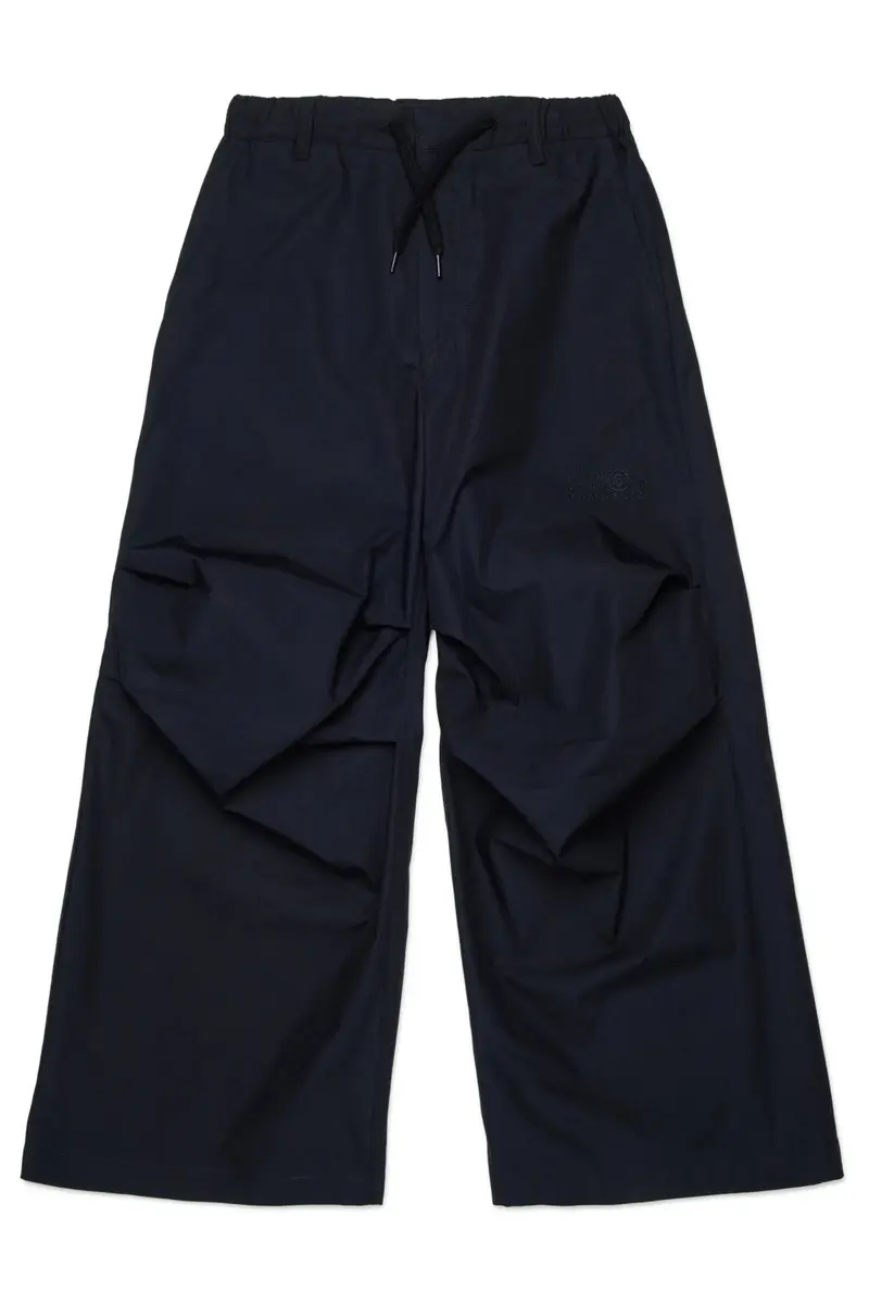 PANTALONE NERO CON LOGO NERO IN RICAMO MAISON MARGIELA
