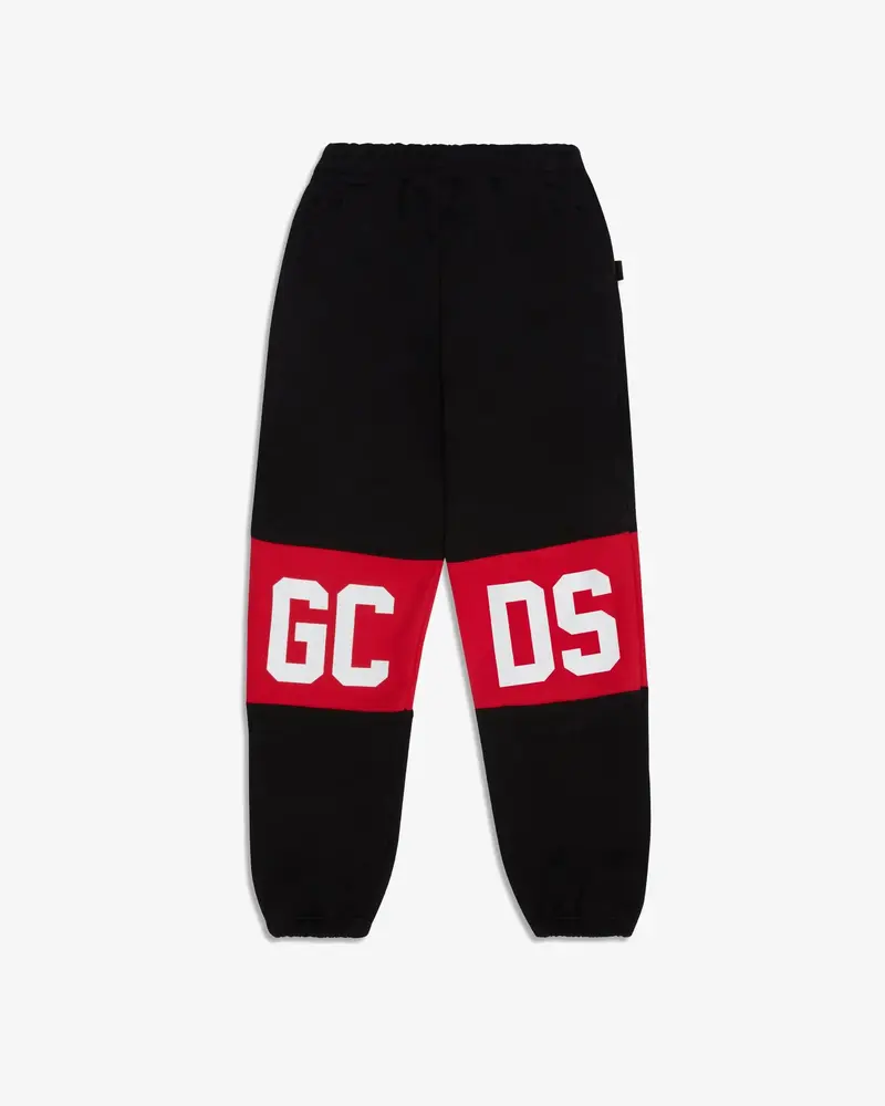 PANTALONE NERO CON LOGO ROSSO-BIANCO GCDS