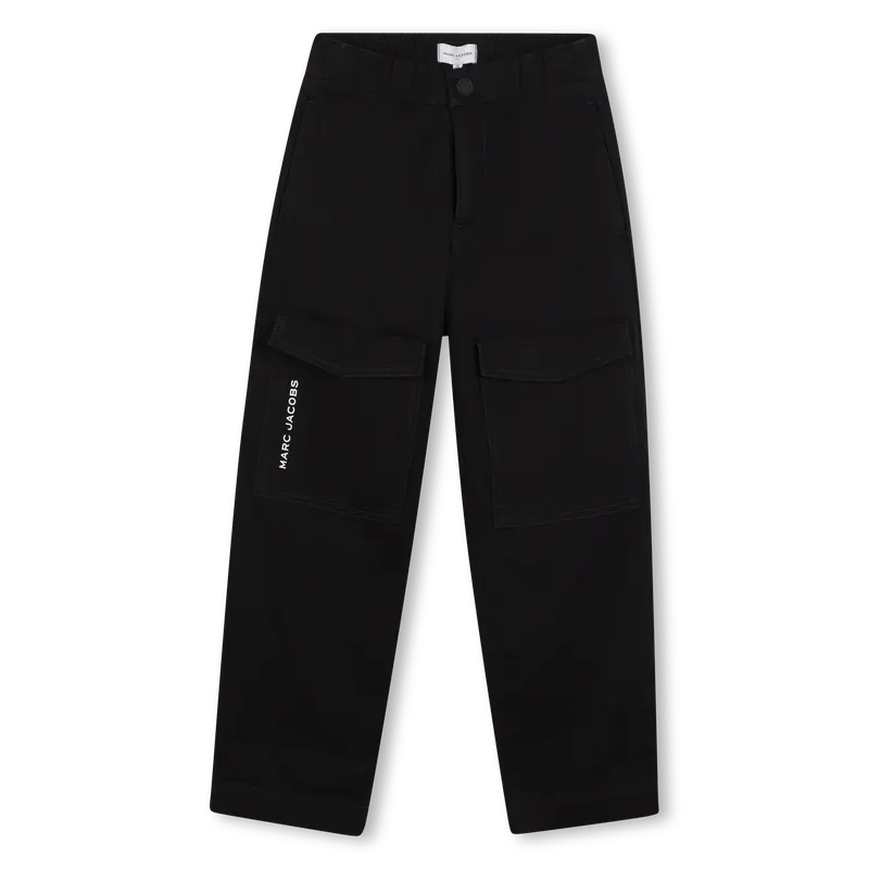 PANTALONE NERO CON TASCONI SUL DAVANTI LOGO BIANCO MARC JACOBS