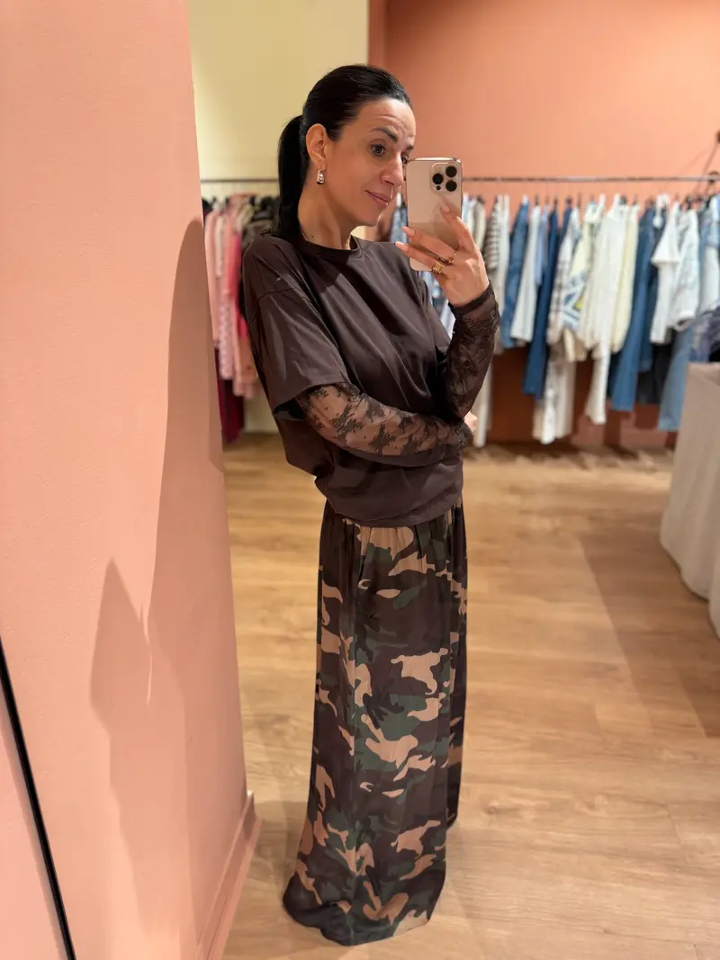 Pantalone palazzo camouflage