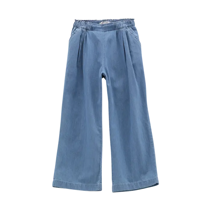 Pantalone palazzo in chambray per ragazza