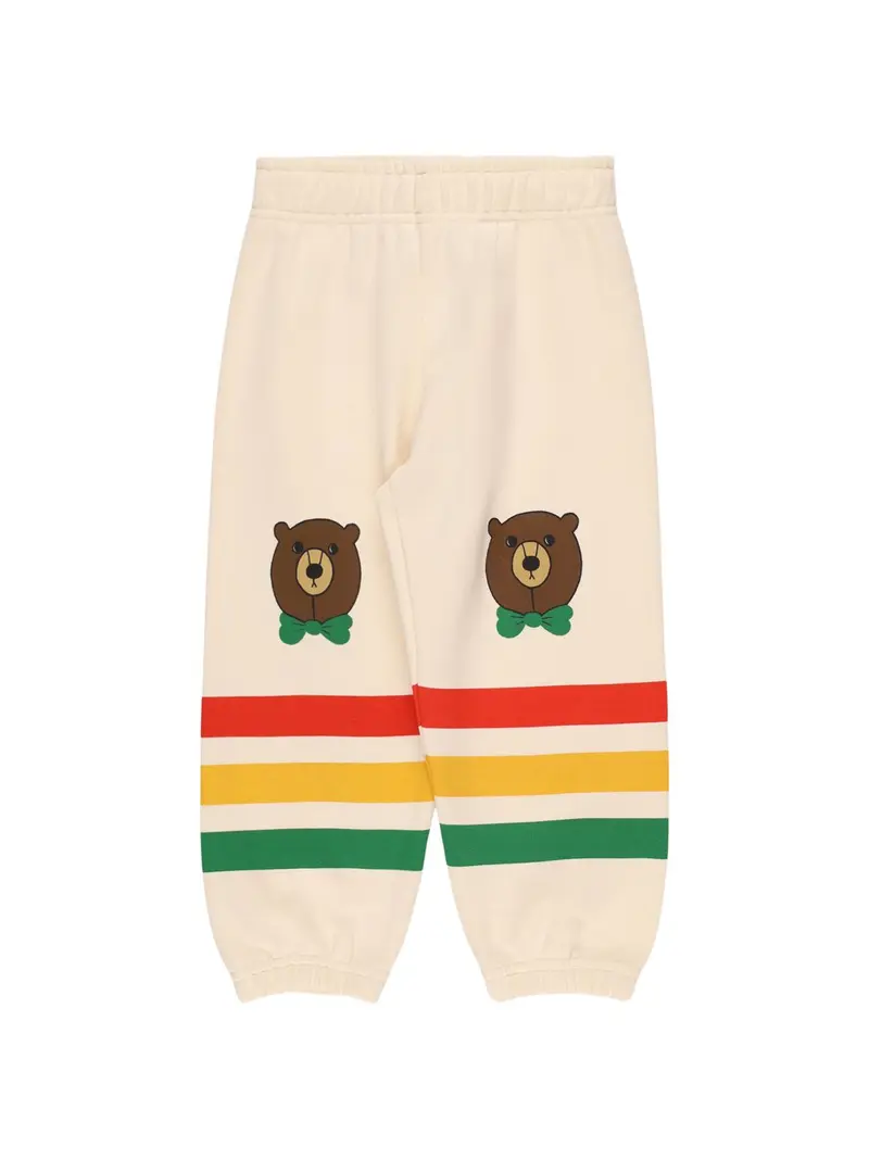 PANTALONE PANNA A RIGHE  COLORATO CON ORSO MINI RODINI