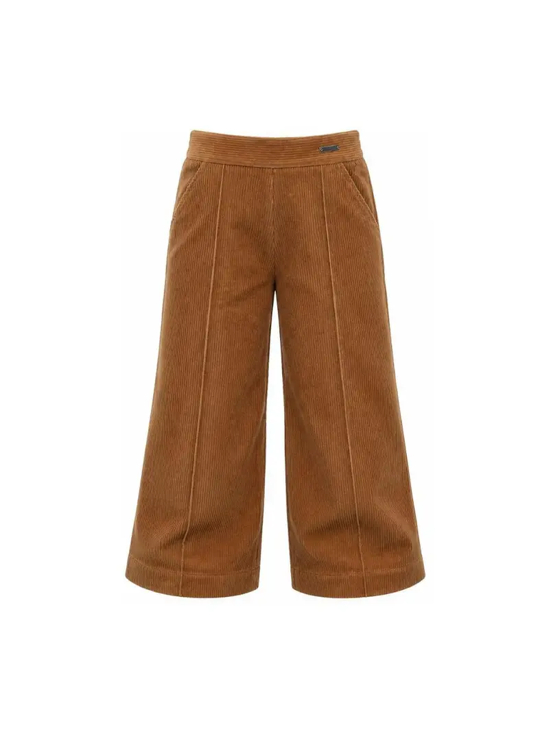 Pantaloni per bambina Monnalisa marrone con tessuto a coste