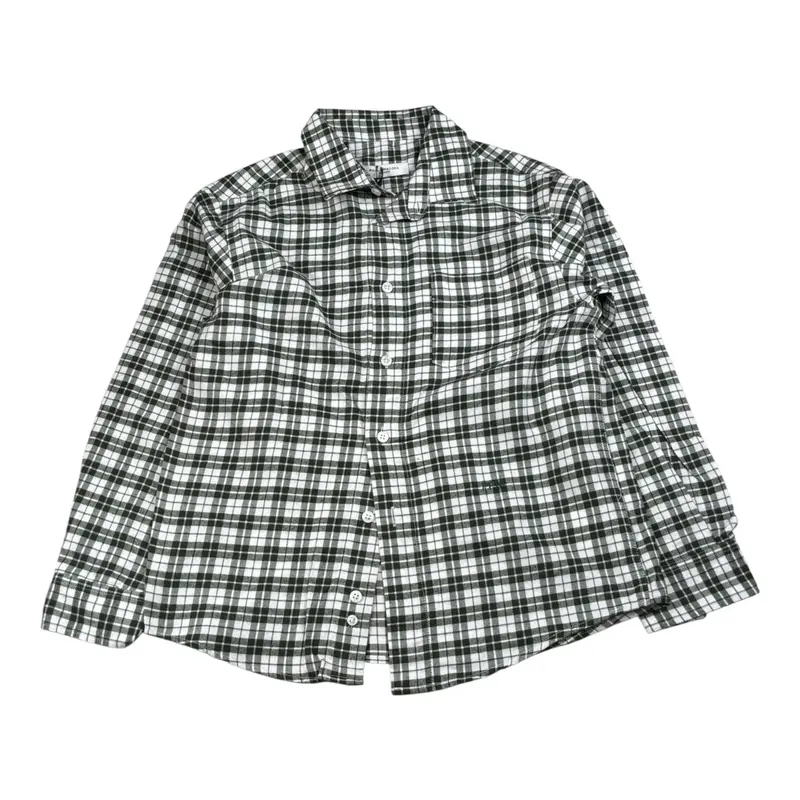 Paolo Pecora Camicia Bicolore con Fantasia A Quadri Bianco/Verde per Bambino