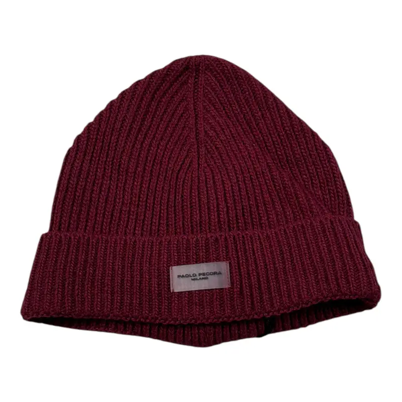 Paolo Pecora Cappello tinta unita con Logo Bordeaux per Bambino