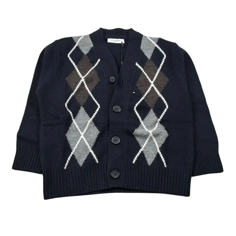 Paolo Pecora Cardigan tinta unita Fantasia Rombi Blu per Bambino