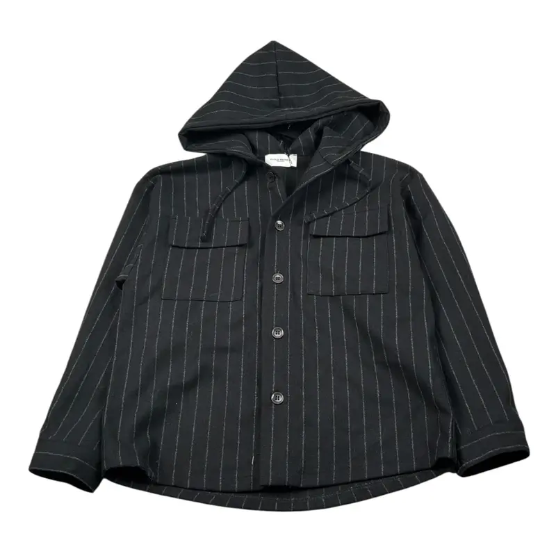 Paolo Pecora Giacca Camicia tinta unita con Cappuccio Nero per Bambino