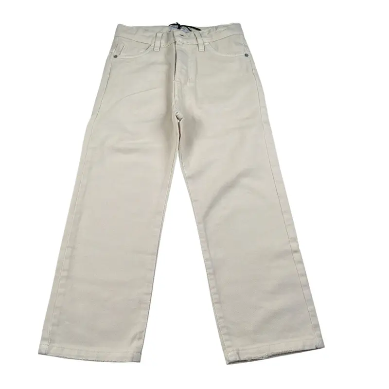 Paolo Pecora Jeans tinta unita con Girovita Regolabile Beige per Bambino