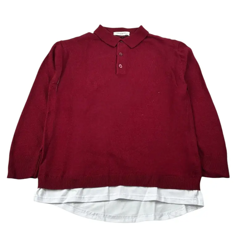 Paolo Pecora Maglia tinta unita con Colletto Bordeaux per Bambino