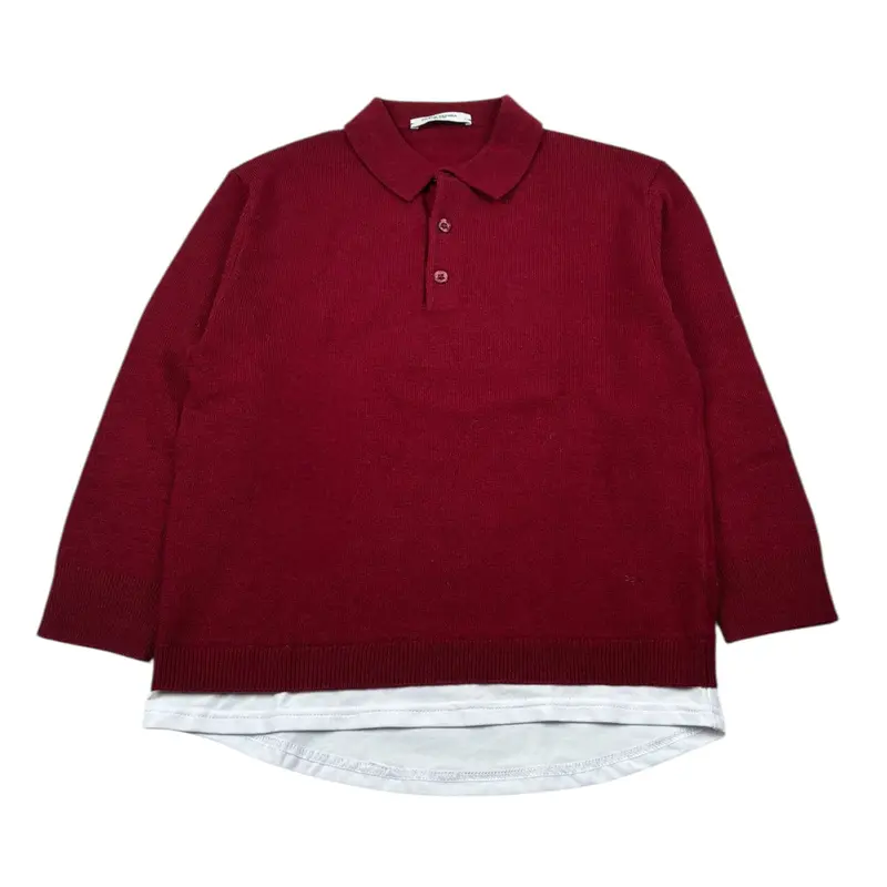 Paolo Pecora Maglia tinta unita con Colletto Bordeaux per Bambino