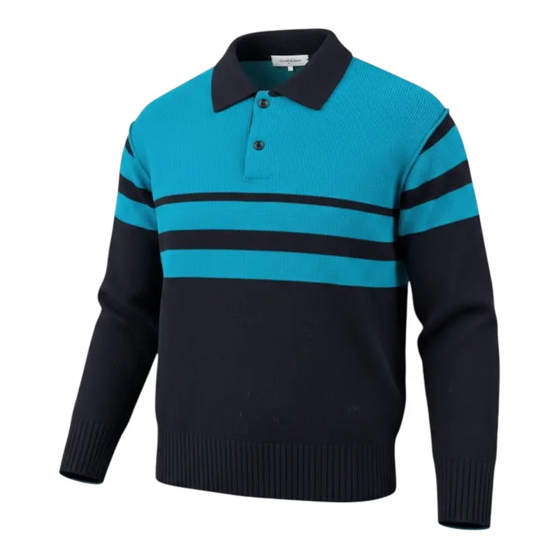 Paolo Pecora Polo In Maglia Bicolore con Colletto Nero per Bambino