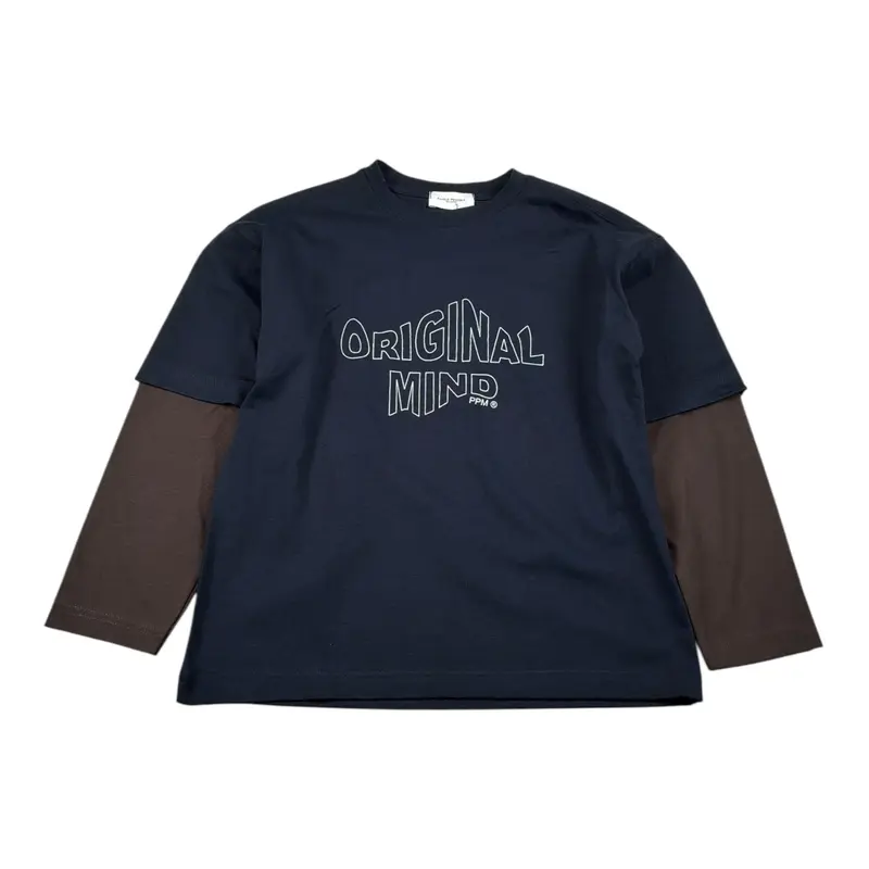 Paolo Pecora Shirt Bicolore con Stampa Blu per Bambino