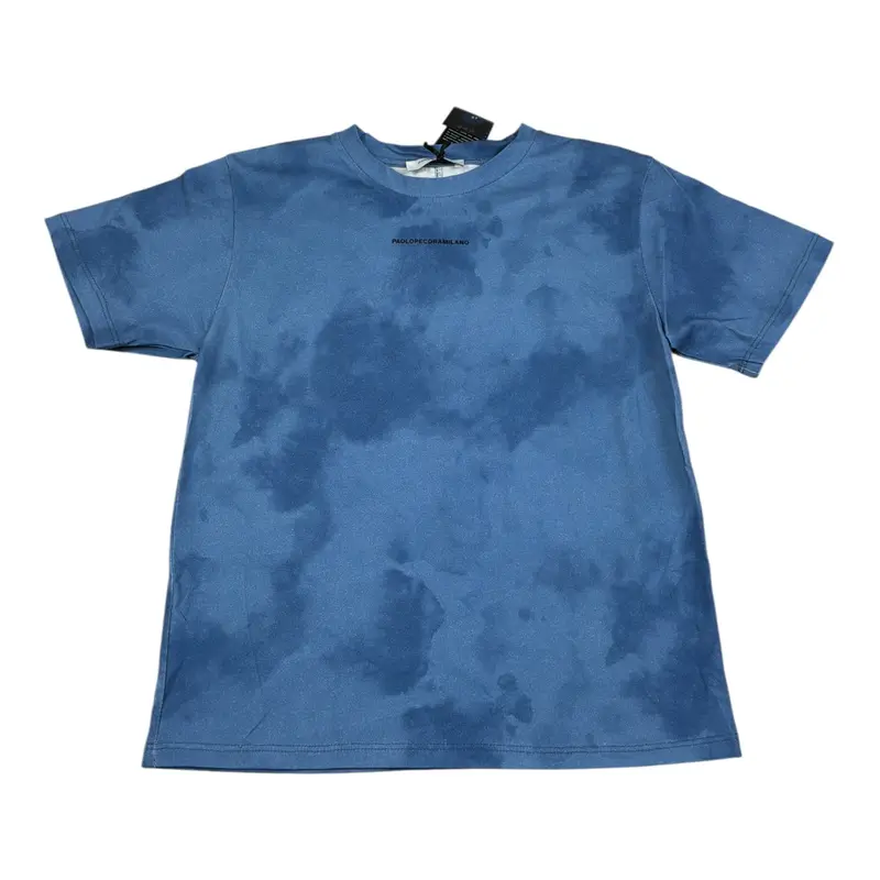 Paolo Pecora T-Shirt Girocollo tinta unita con Logo Azzurro per Bambino
