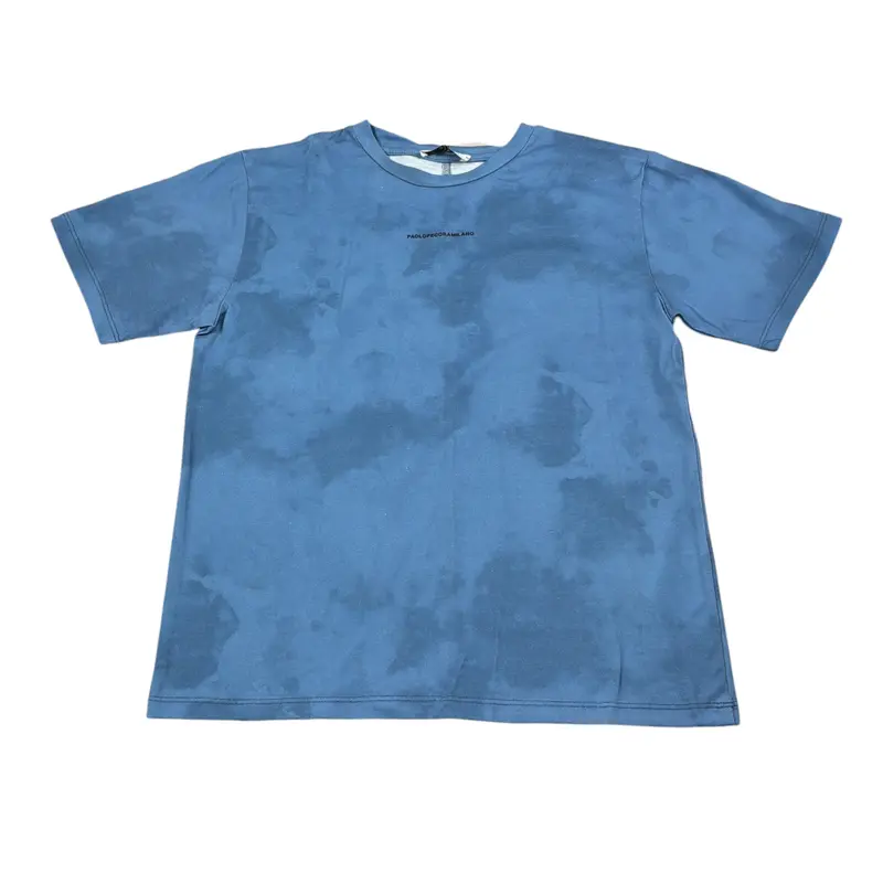 Paolo Pecora T-Shirt Girocollo tinta unita con Logo Azzurro per Bambino
