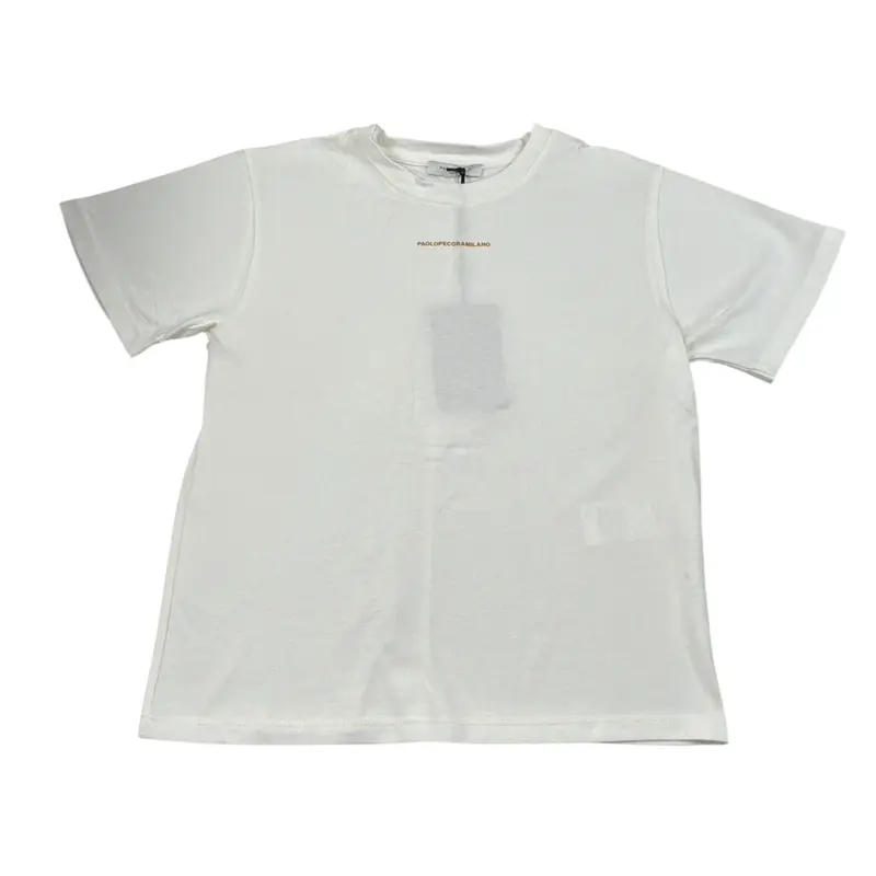 Paolo Pecora T-Shirt Girocollo tinta unita con Logo Bianco per Bambino