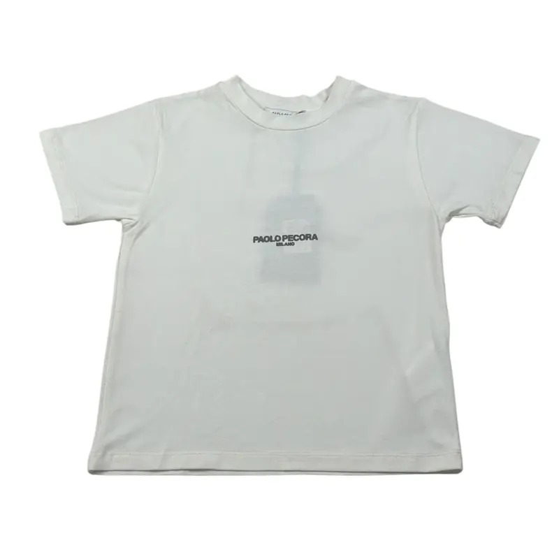 Paolo Pecora T-Shirt Giroollo tinta unita Panna per Bambino