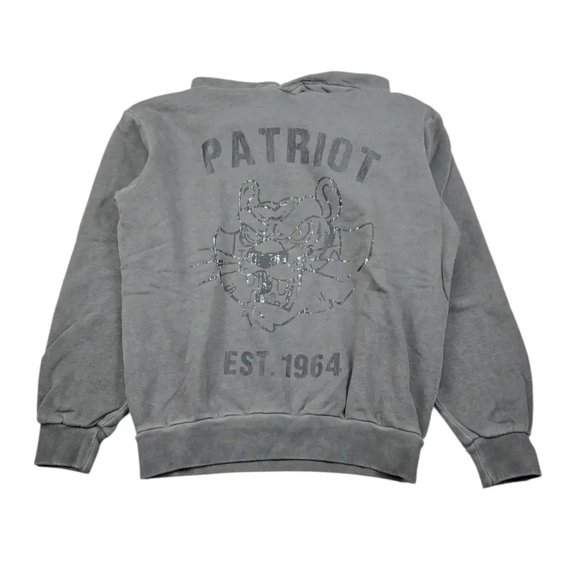 Patriot Felpa tinta unita con Stampa E Cappuccio Grigio per Bambino