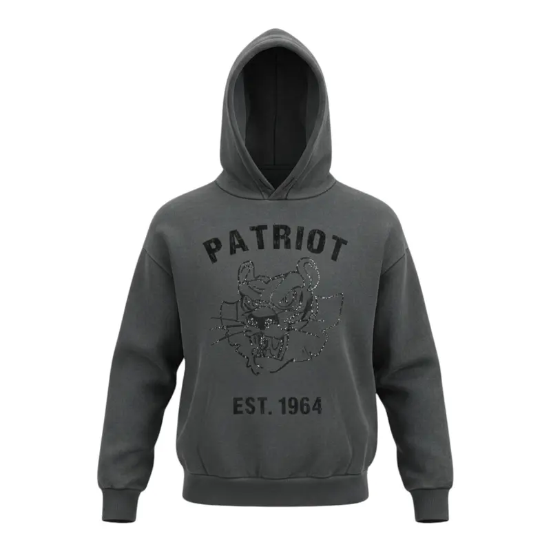 Patriot Felpa tinta unita con Stampa E Cappuccio Grigio per Bambino