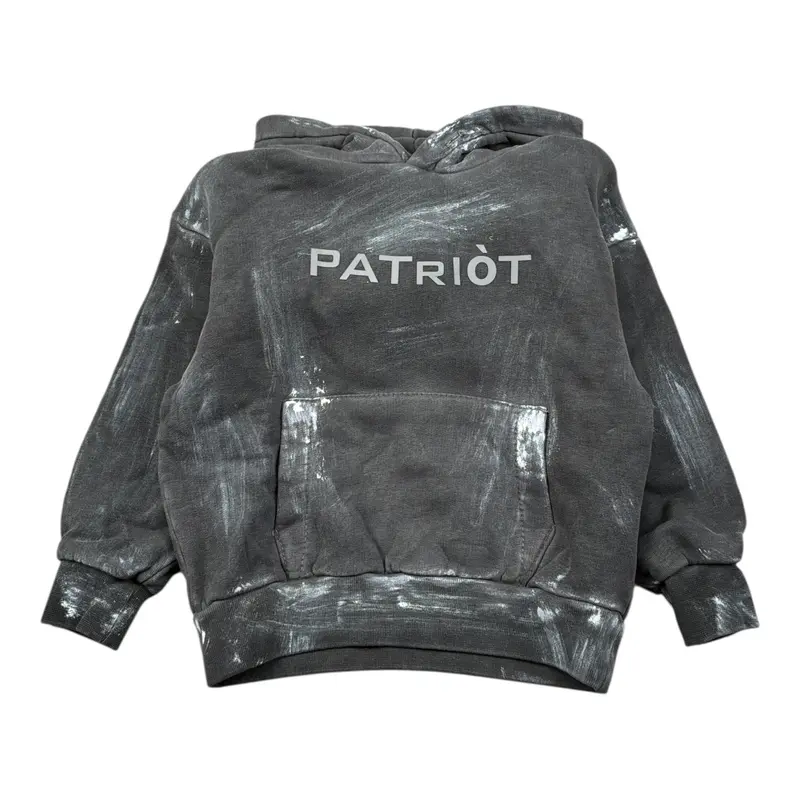 Patriot Felpa tinta unita con Stampa E Cappuccio Grigio per Neonato