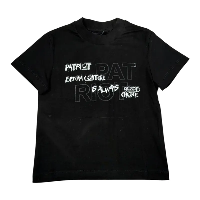 Patriot T-Shirt tinta unita con Stampa Nero per Bambino