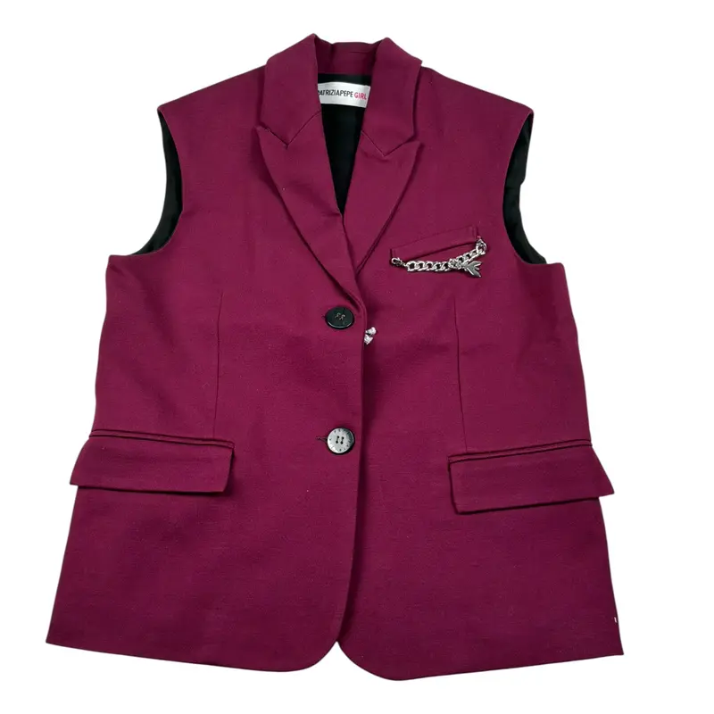 Patrizia Pepe Gilet tinta unita Monopetto Bordeaux per Bambina
