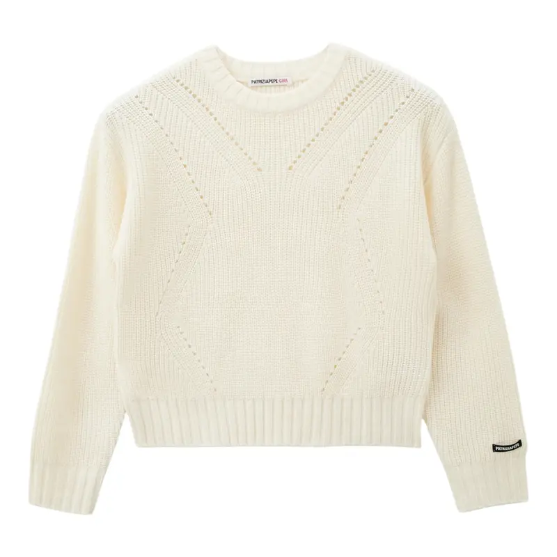 Patrizia Pepe Maglia Girocollo Tint Unita Panna per Bambina