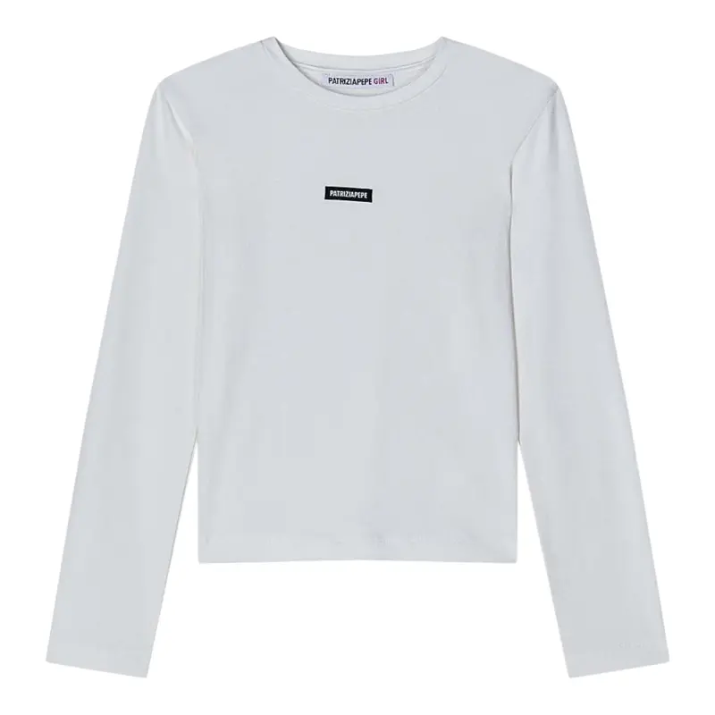 Patrizia Pepe Shirt tinta unita con Logo Bianco per Bambina
