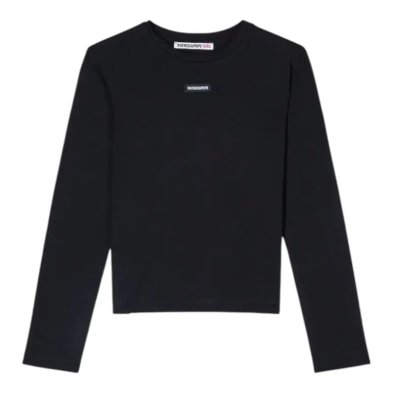 Patrizia Pepe Shirt tinta unita con Logo Nero per Bambina
