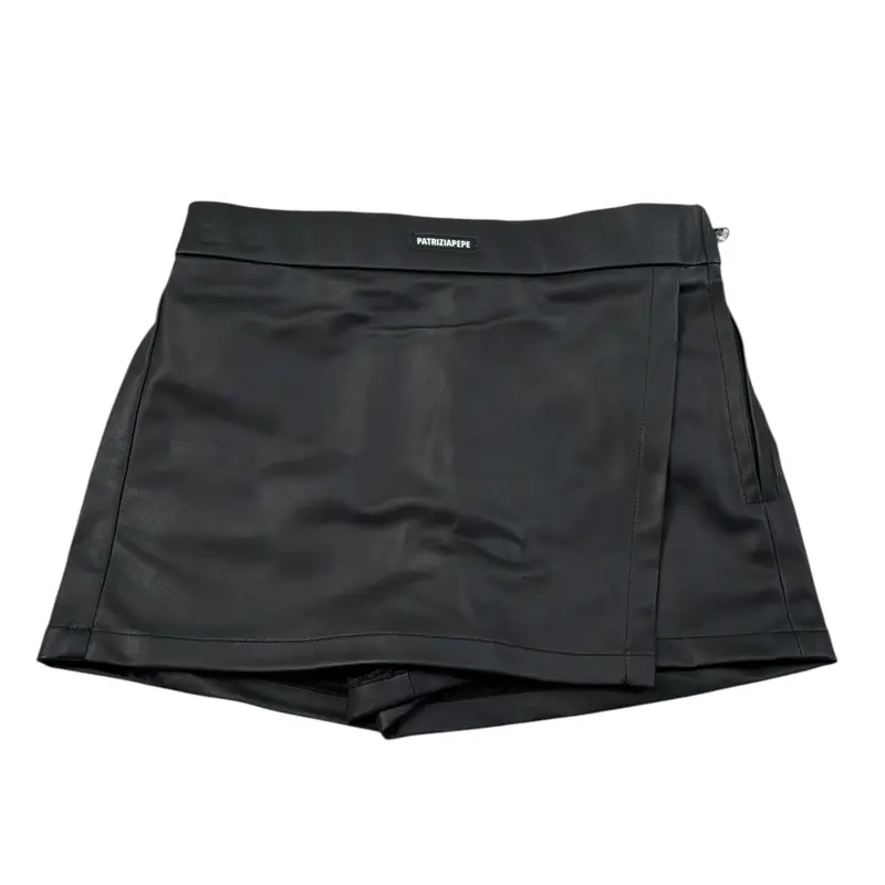 Patrizia Pepe Short In Ecopelle tinta unita con Elastico In Vita Nero per Bambina