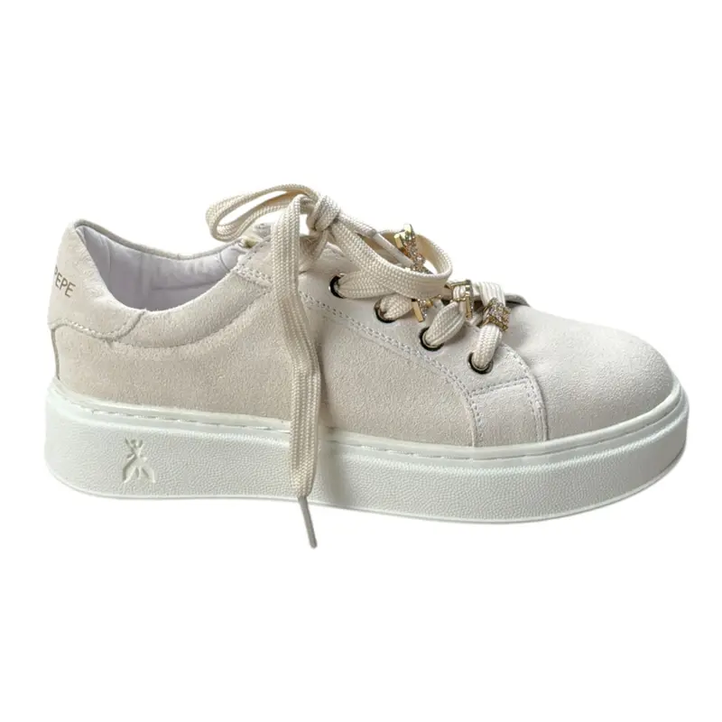 Patrizia Pepe Sneakers tinta unita con Lacci Panna per Bambina
