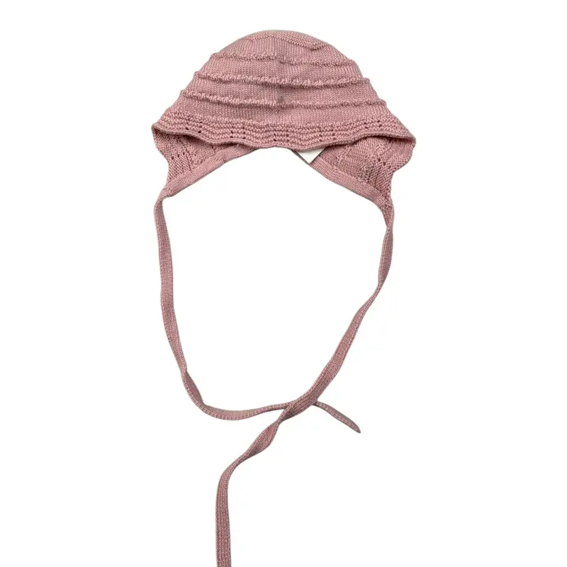 Paz Rodriguez Cappello tinta unita con Ricami Rosa per Neonata
