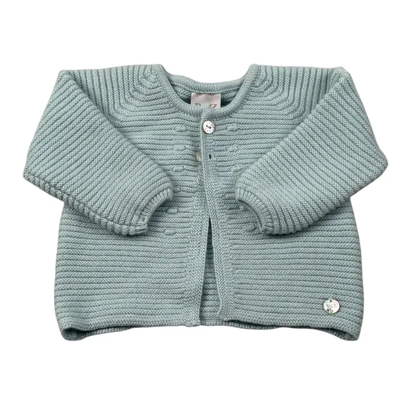 Paz Rodriguez Cardigan tinta unita Verde Acqua per Neonato