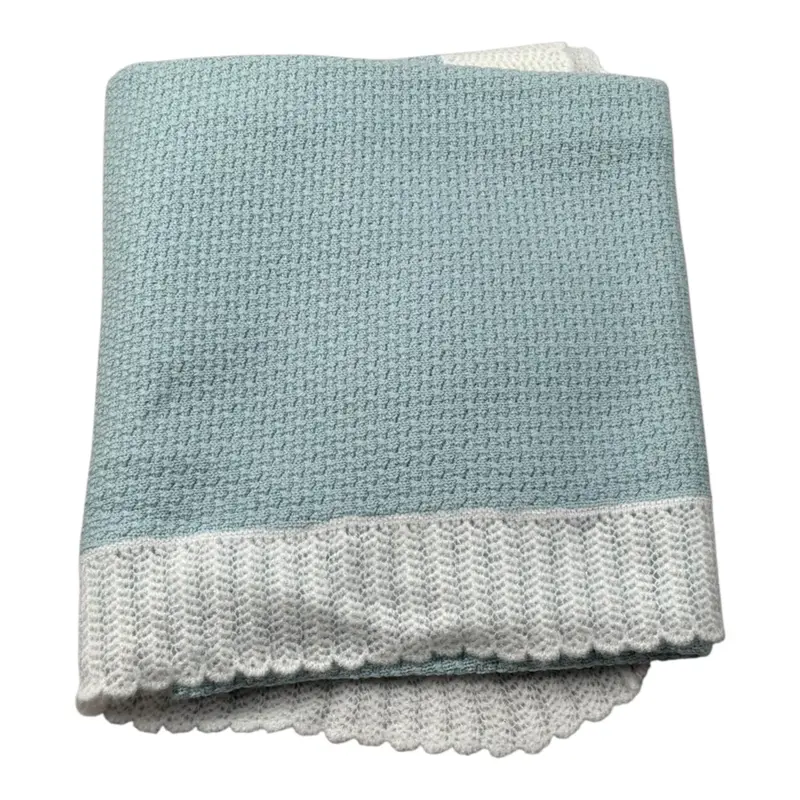 Paz Rodriguez Coperta tinta unita con Ricami Verde Acqua per Neonata