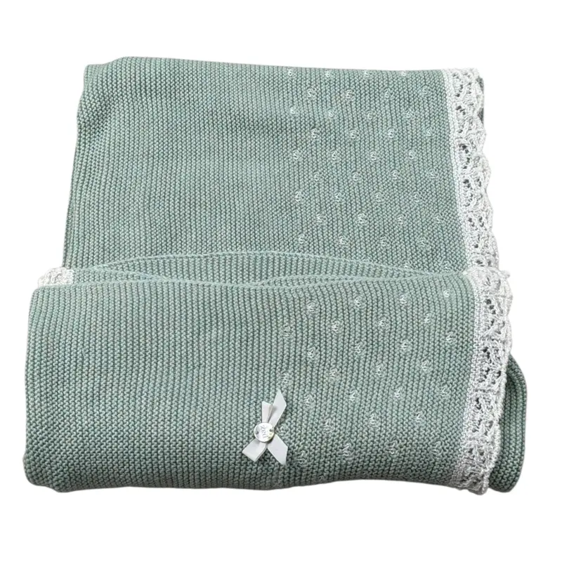 Paz Rodriguez Coperta tinta unita Verde Acqua per Neonata