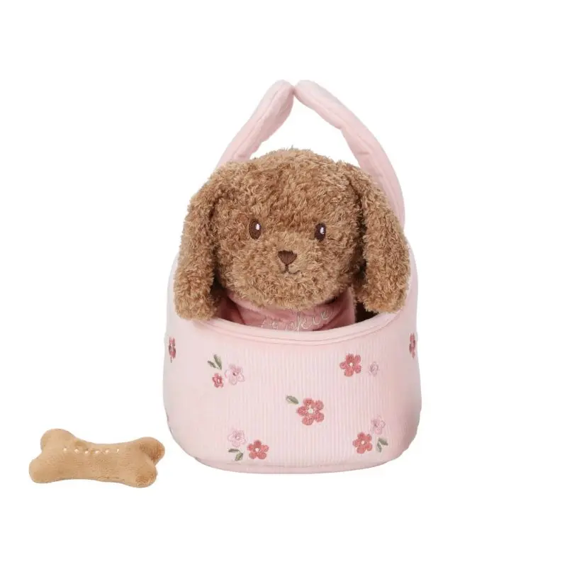 Peluche cane Jackie con trasportino