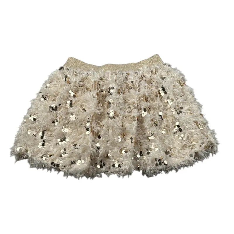 Petit Posh Gonna tinta unita con Paillettes Beige per Bambina