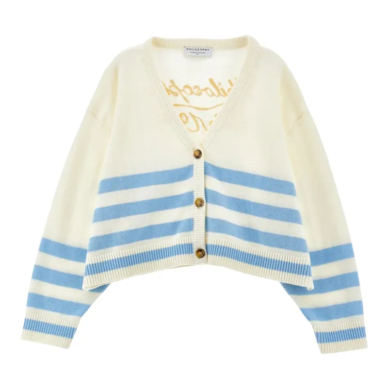 Philosophy Cardigan tinta unita con Ricami Panna per Bambina