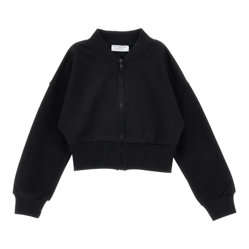 Philosophy Felpa con Zip tinta unita con Logo Nero per Bambina